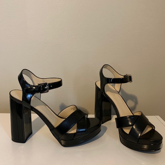 NEW Nine West Platform Patent Leather Block Heels - Picture 1 of 8